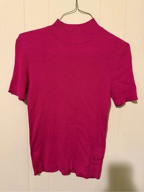 Madison Studio Bright Fuchsia Ribbed Mock Neck Top